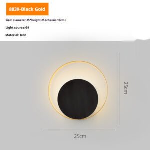 Applique Murale Circulaire en Métal Noir et Laiton Élégant