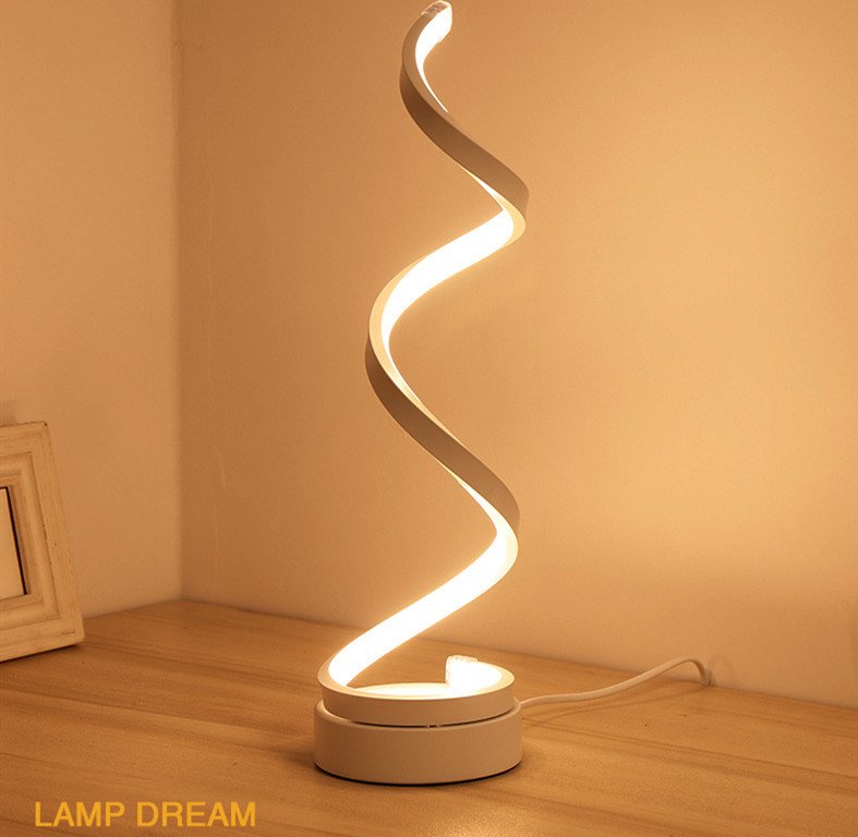 1286645078671.jpg Lampe de table Spirale en aluminium blanc