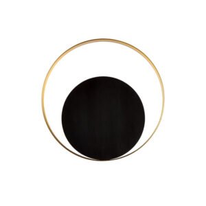 Applique Murale Circulaire en Métal Noir et Laiton Élégant