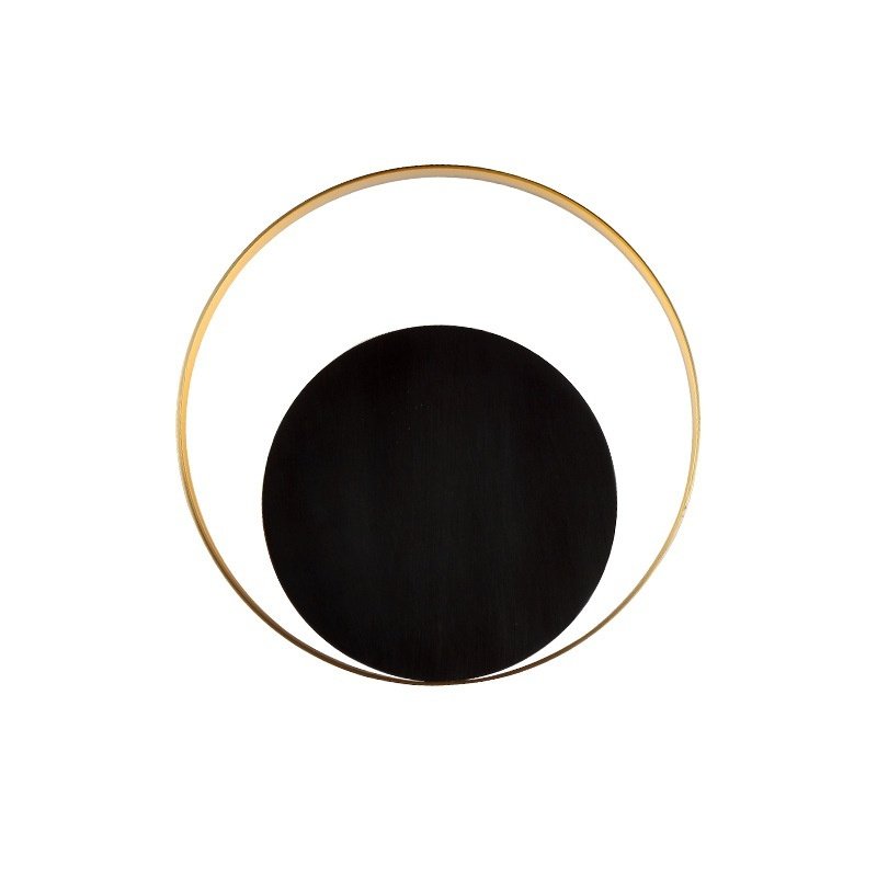 Applique Murale Circulaire en Métal Noir et Laiton Élégant