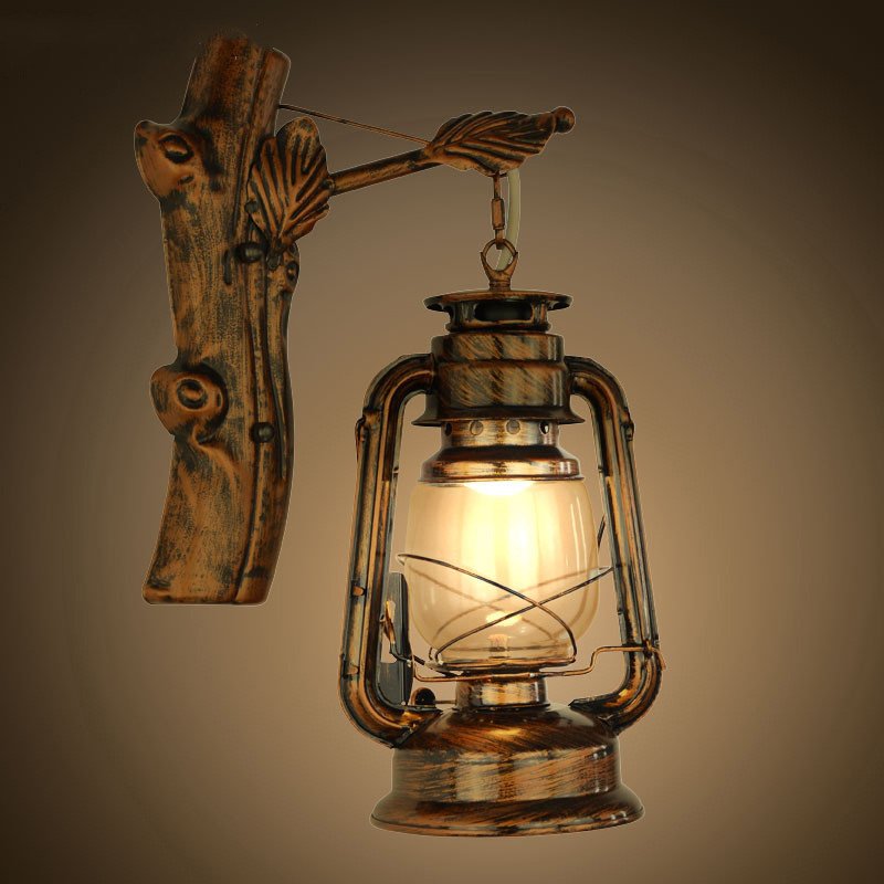 Applique Murale Vintage en Fer Forgé et Verre