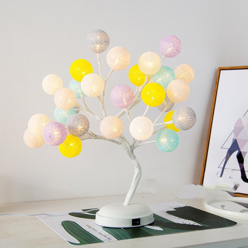 Lampe Arbre Lumière en Boules de Coton
