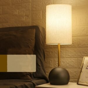 Lampe de Table Minimaliste Laiton et Tissu