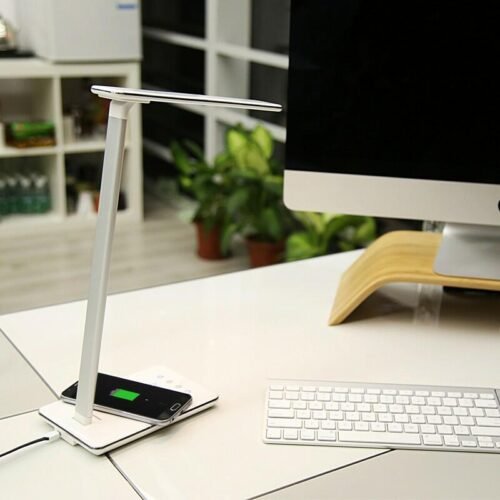 Lampe de Bureau LED en Aluminium Blanc Minimaliste