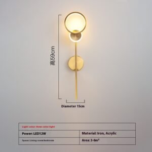 Élégante Applique Murale Dorée en Formes Circulaires