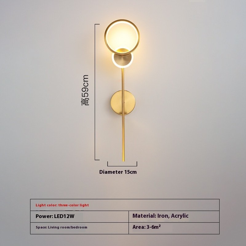 Élégante Applique Murale Dorée en Formes Circulaires