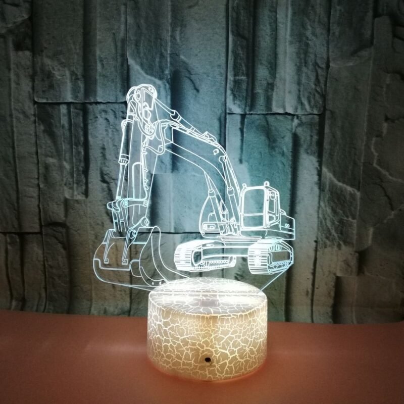 Lampe 3D Excavatrice à Acrylique Gravé