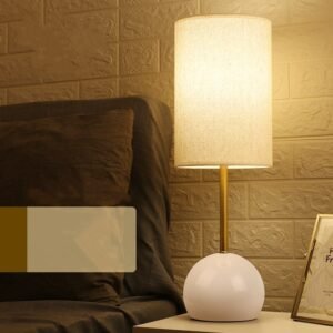 Lampe de Table Minimaliste Laiton et Tissu