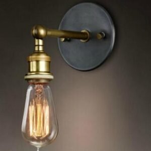 Applique Murale Industrielle en Laiton avec Éclat Vintage