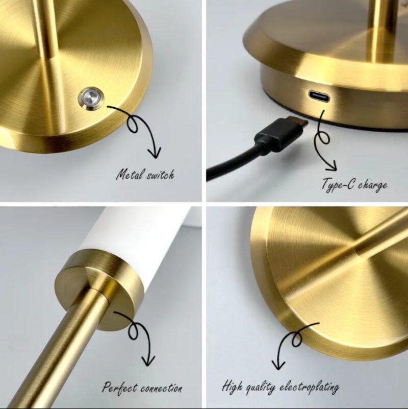 Lampe de Table Laiton Doré avec Abat-Jour Tissu Beige