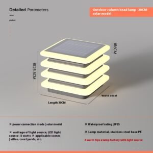 Élégante Lampe Pilier Solaire Extérieure