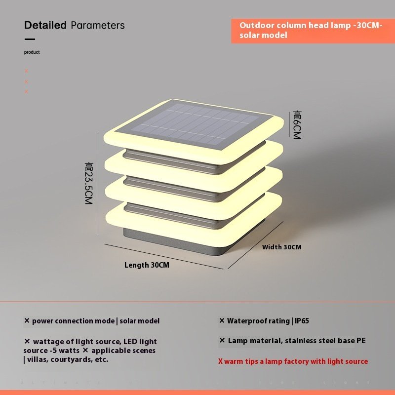 Élégante Lampe Pilier Solaire Extérieure