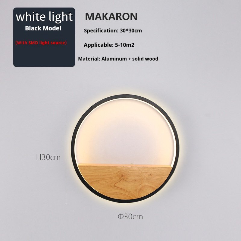 Élégant plafonnier mural LED circulaire bois lumineux