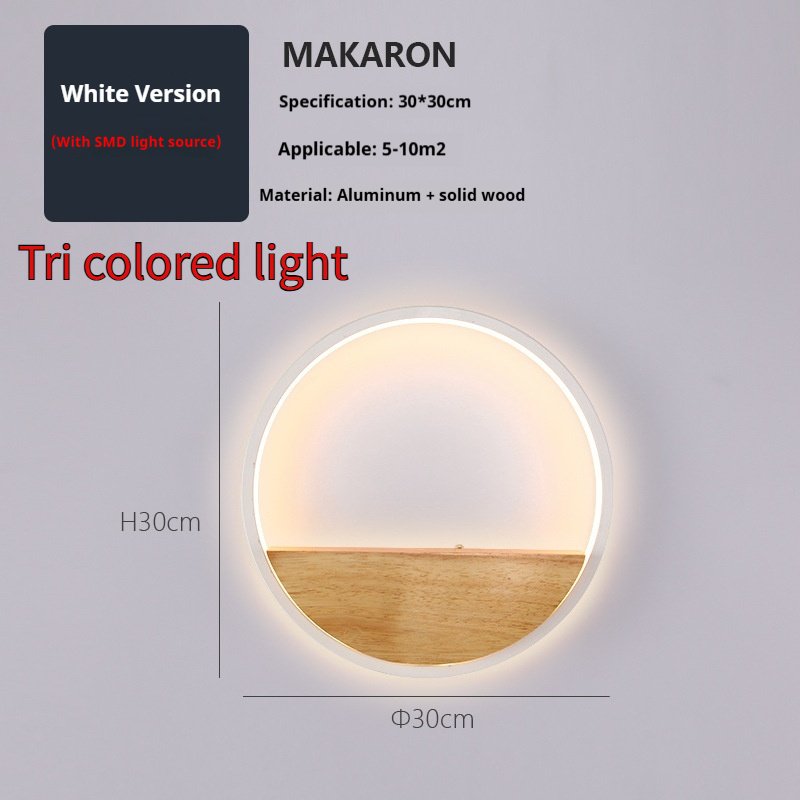 Élégant plafonnier mural LED circulaire bois lumineux