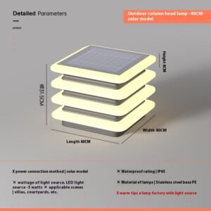 Élégante Lampe Pilier Solaire Extérieure