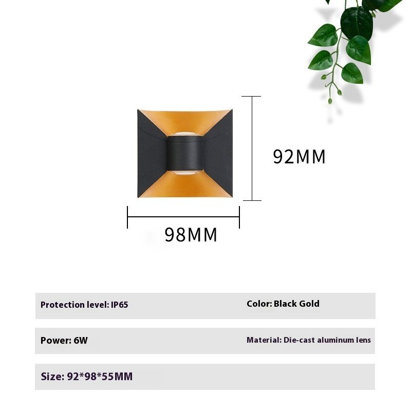 Élégante Applique Murale LED Géométrique en Métal Noir et Or