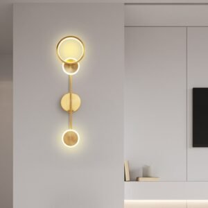 Élégante Applique Murale Dorée en Formes Circulaires