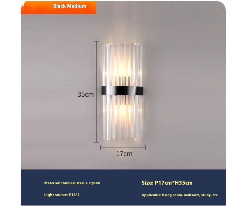 Applique Murale Cylindrique en Verre Cristal
