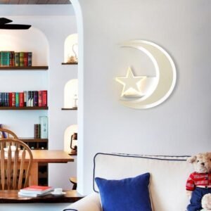 Lampe Murale LED Forme Lune et Étoile en Résine