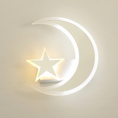 Lampe Murale LED Forme Lune et Étoile en Résine