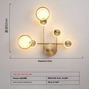 Élégante Applique Murale Dorée en Formes Circulaires