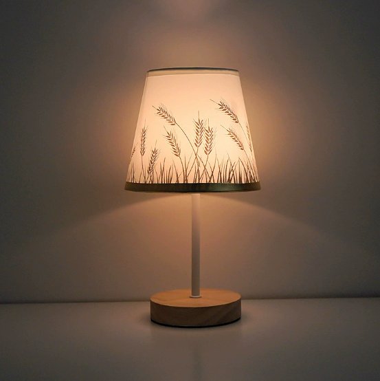 Lampe de Chevet en Bois et Tissu Minimaliste