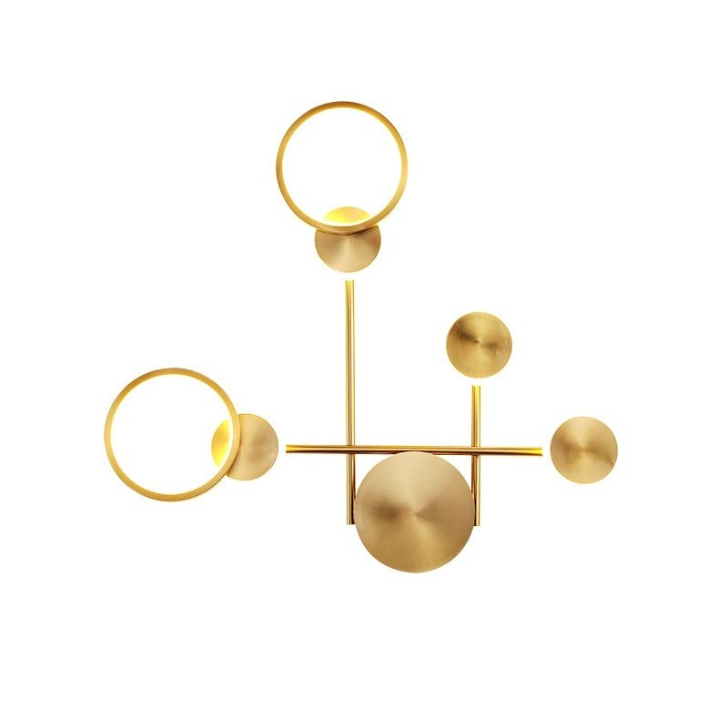 Élégante Applique Murale Dorée en Formes Circulaires