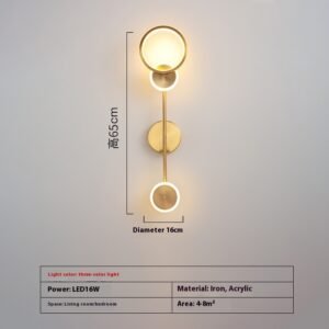 Élégante Applique Murale Dorée en Formes Circulaires