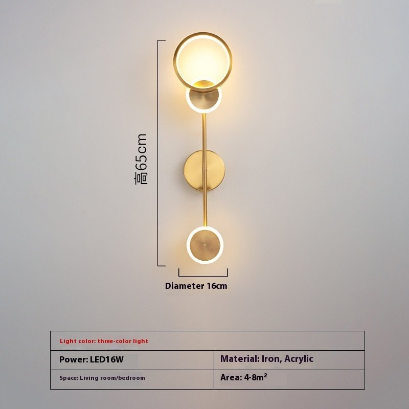 Élégante Applique Murale Dorée en Formes Circulaires