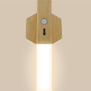 Lampe de chevet cylindrique en bois clair Scandinave