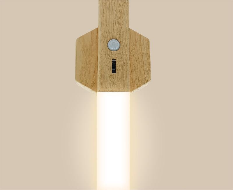 Lampe de chevet cylindrique en bois clair Scandinave