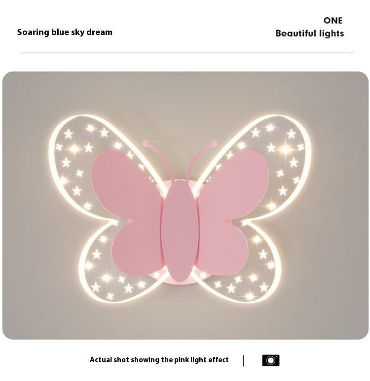 Applique Murale Papillon Aux Ailes Jaunes et Corp Rosé