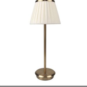Lampe de Table Laiton Doré avec Abat-Jour Tissu Beige