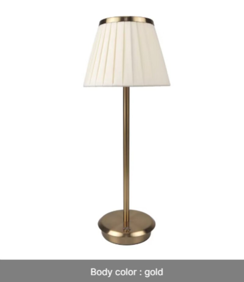 Lampe de Table Laiton Doré avec Abat-Jour Tissu Beige