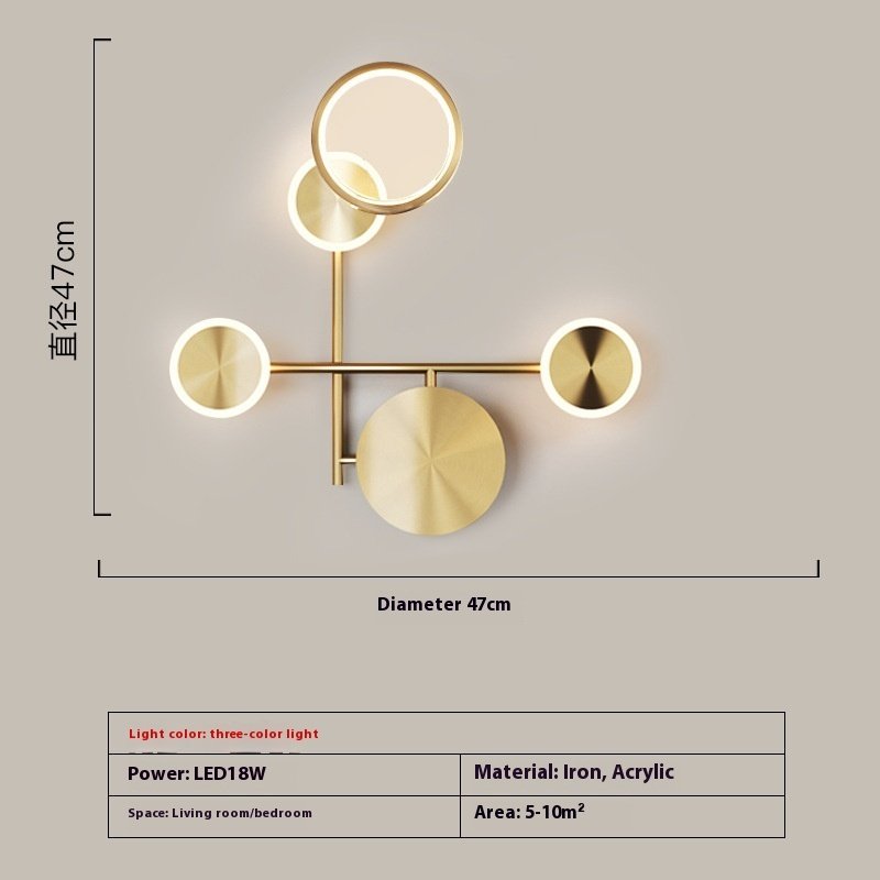 Élégante Applique Murale Dorée en Formes Circulaires
