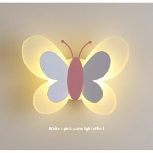 Applique Murale Papillon Aux Ailes Jaunes et Corp Rosé