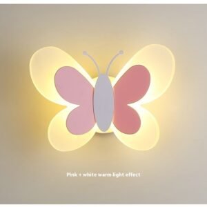 Applique Murale Papillon Aux Ailes Jaunes et Corp Rosé