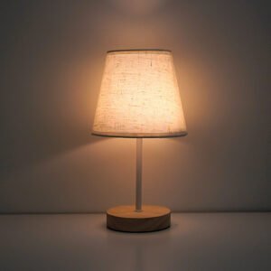 Lampe de Chevet en Bois et Tissu Minimaliste