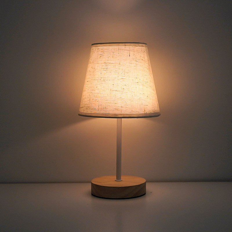 Lampe de Chevet en Bois et Tissu Minimaliste