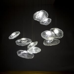 Lustre Verre Fumé Nuages Art Moderne
