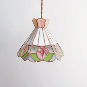 Tiffany Rose Suspension Vitrail Pastel