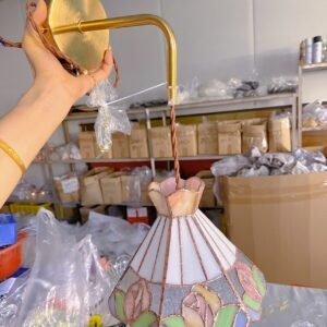 Tiffany Rose Suspension Vitrail Pastel