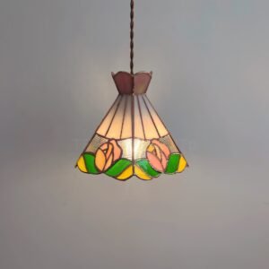 Tiffany Rose Suspension Vitrail Pastel