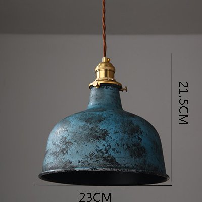 Suspension Industrielle Vintage en Métal Vieilli Turquoise