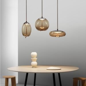Suspension en Verre Ambre Minimaliste Élégante