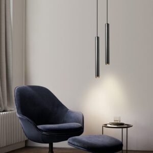 Suspension Cylindrique en Cuivre à Éclat Brossé