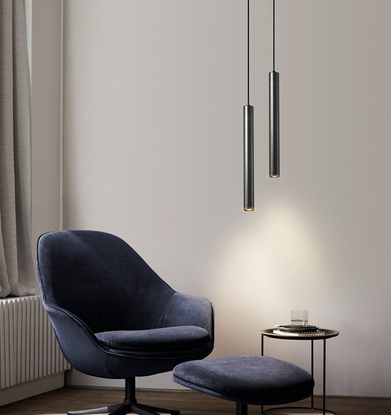 Suspension Cylindrique en Cuivre à Éclat Brossé