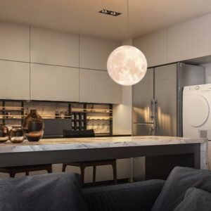 Élégante Sphère Lunaire Suspendue en 3D