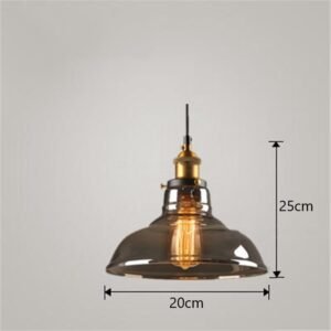 Suspension Verre Globe Ambre Métal Laiton