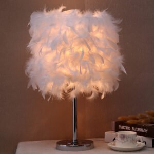 Lampe de table aux plumes aériennes en métal chromé